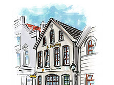 Gemaltes Bild vom Teemuseum Außenansicht